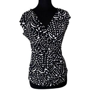 Worthington Geometric Blouse Cap Sleeve Polyester Blend Women's Size Petite S